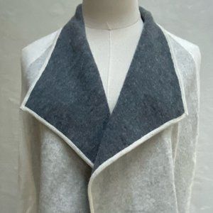 LOFT Gray Ivory Open Front with Lapel Sweater Smal